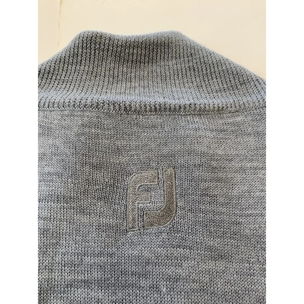 Footjoy Quarter Zip Golf Sweater Mens XXL Gray Black Argyle 100% Wool Logo Lined